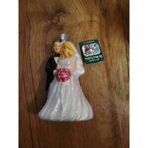 Old World Christmas Bride And Groom Glass Ornament With Box